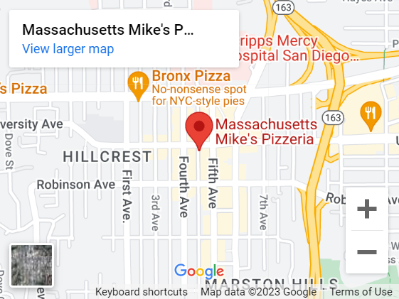 A map of massachusetts mike 's pizzeria